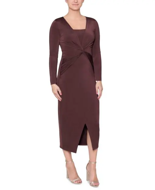 RACHEL Rachel Roy Womens Onyx Twisted-Front Dre Chocolate S