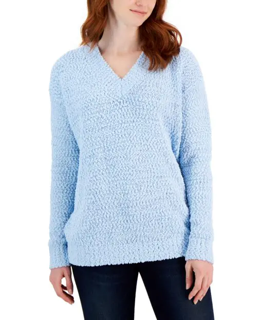 Style & Co Women's Teddy Boucle V-Neck Sweater,  XL