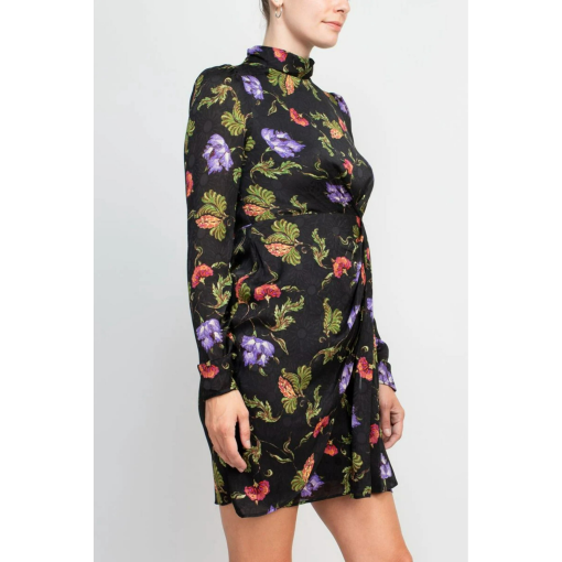 Taylor high neck long sleeve pleated side floral print chiffon 8 - Image 3