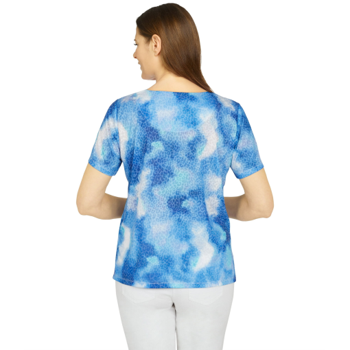 Alfred Dunner Womens Petite Animal Tie Dye Burnout Top, Blue, 3X - Image 2