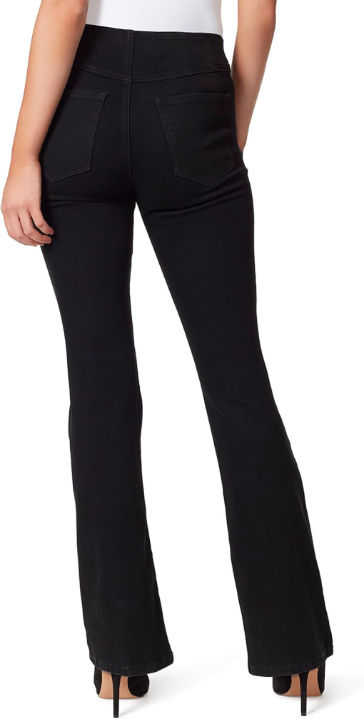 Tinsel Petite Pull-on Distressed Flare Jeans - Black 10P - Image 2