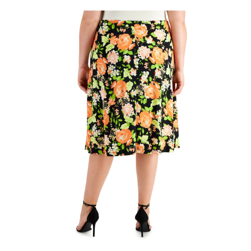 Kasper Women's Floral Midi A Line Skirt Plus 3X Black Size 3X - Image 2