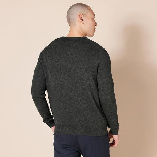 Alfani Mens Solid V-Neck Cotton Sweater, Indigo Heather, X-Large - Image 2