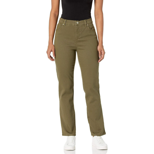 Gloria Vanderbilt Amada Tapered Leg High Rise Jeans (Green, 10 Short) - Image 2