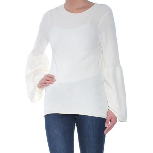 Kensie Womens Bell Sleeve Pullover Sweater, White, X-Small - Image 2