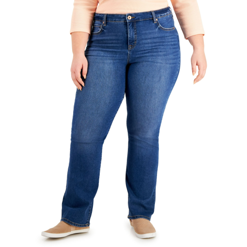 Style & Co Plus Size High Rise Bootcut Denim Jeans, - Summertime Blue 20W - Image 2