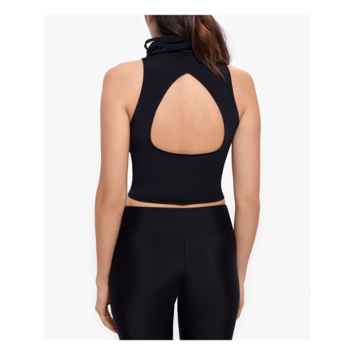 Betsy Adam Women's Tank Black Cropped Open-Back Attached Mask SIZEXS - Image 3