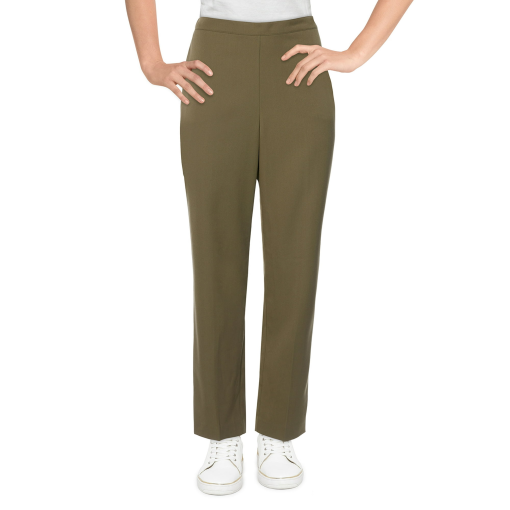 Alfred Dunner Olive Petite San Antonio Twill Mid Rise Medium Length Pants 6P - Image 2