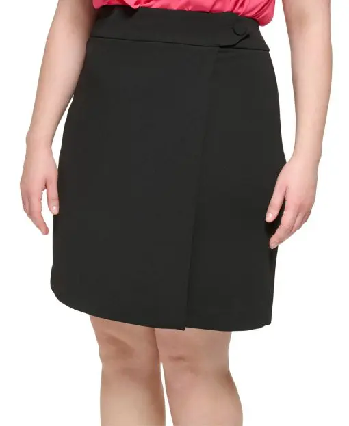 Calvin Klein Plus Size Wrap-Look Scuba Crep Black 24W