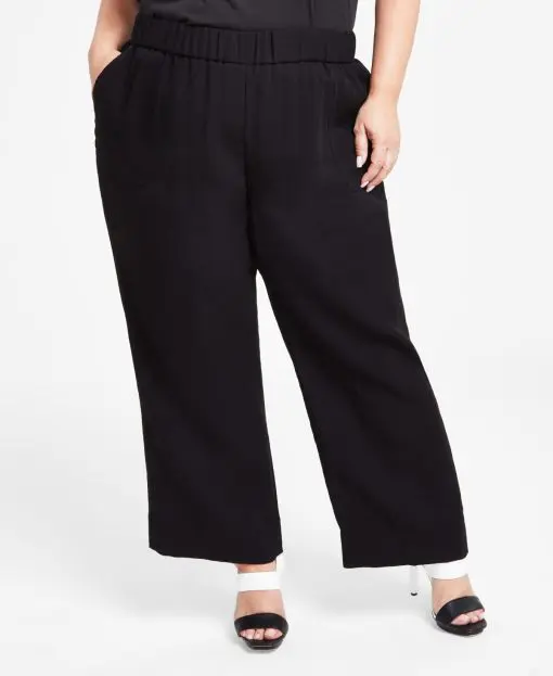 Calvin Klein Plus Size Patch Pocket Wide-Le Black 2X