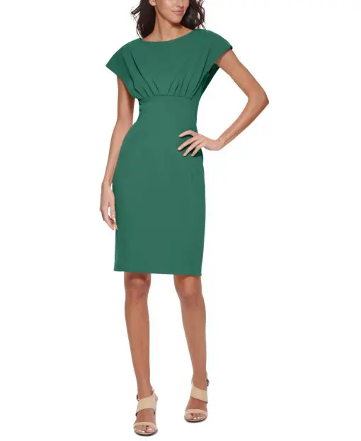 Calvin Klein Petite Scuba-Crepe Boat-Neck Sheath Dress - Emerald Green