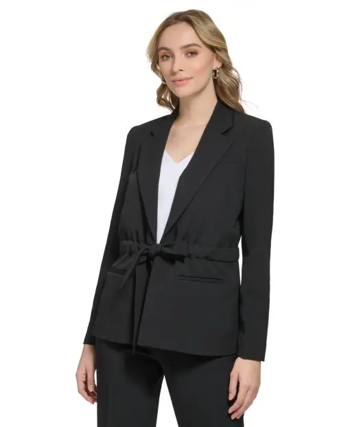 Calvin Klein Womens Tie Waist Blazer Black 8