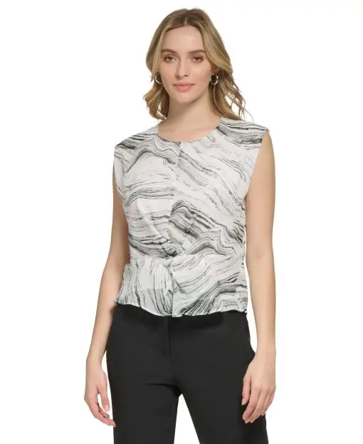 Calvin Klein Women's Graphic Twist-Front Shell XL