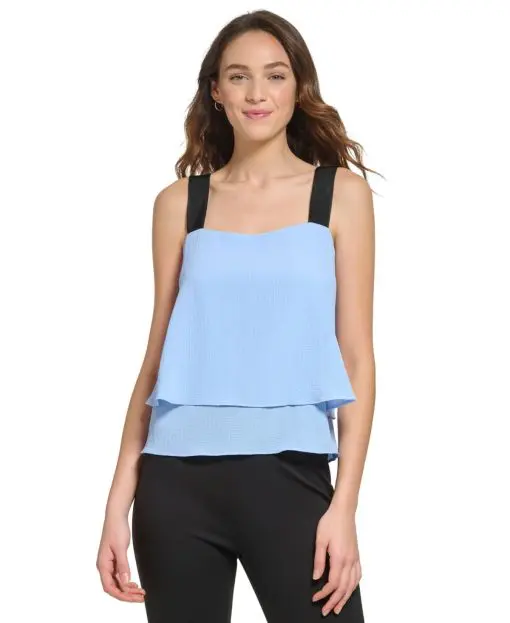 DKNY Womens Contrast-Strap Foldove Frosting Blue XS