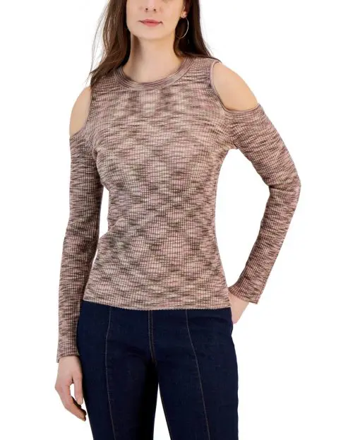 I.n.c. International Concepts Women's Cold Shoulder Space Dye Sweater,  L