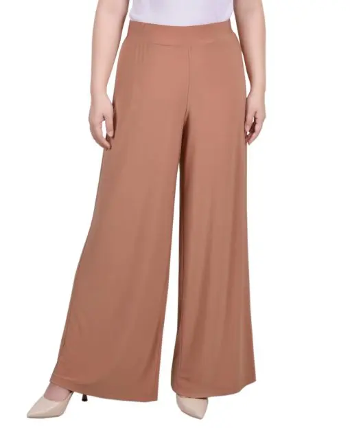 NY Collection - Petites Women's Office Mid-Rise Palazzo Pants PM