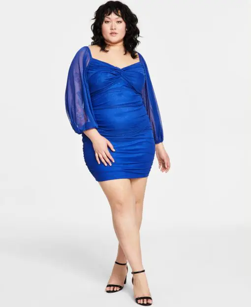 B Darlin Trendy Plus Size Ruched Bodyco RoyalRoyal 14W