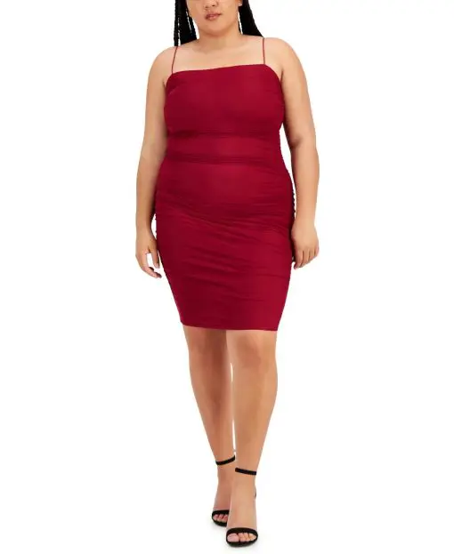 B. Darlin Women's Plus Knit Rushed Bodycon Dress 18W