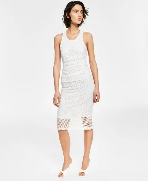 Bar III Womens Ruched Dress Porcelain S