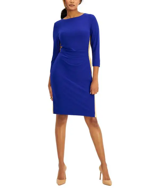 Kasper Colorblocked Sheath Dress Kasper GoldRoyal Blue 12