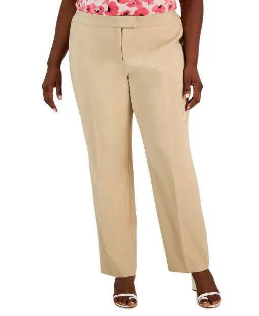 Anne Klein Plus Size High Rise Bowie Pant Latte 16W