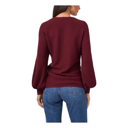 1.state Women's Rib-Knit Bubble Sleeve Long Sleeve Sweater - Windsor Wine SIZEL - Image 2