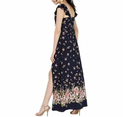 Womens Juniors Floral Crepe Casual Dress Navy SIZE3 - Image 2