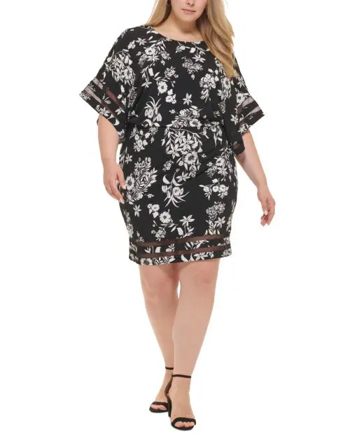 Jessica Howard Plus Women's Floral Blouson Cocktail and Party Dress 16W