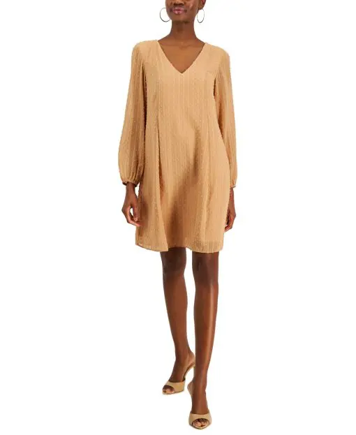 I.N.C. International Concepts Womens Long-Sleeve Shift Dres Hazel Wood S