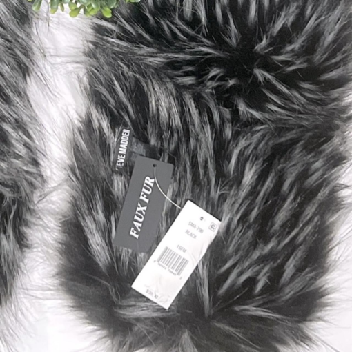 MSRP $98 Steve Madden Black and Grey Faux Fur Scarf Size OSFA - Image 3