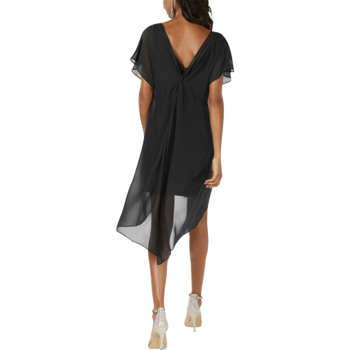 Adrianna Papell Chiffon-Overlay A-line Dress Black M - Image 3