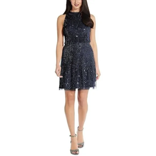 Adrianna Papell Embellished Blouson Dress Midnight 6 - Image 2