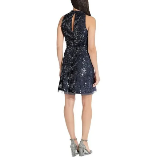 Adrianna Papell Embellished Blouson Dress Midnight 6 - Image 3