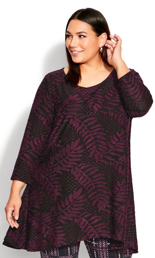 AVENUE Avenue Plus Size Jacquard Tuni Shiraz 22W24W - Image 2