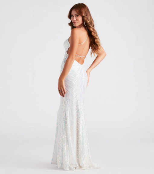 B Darlin Juniors Sequin Backless Gown Whtiri L - Image 3