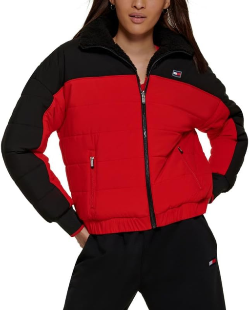 Tommy Hilfiger Womens Reversible Sherpa Jack RedBlack XS - Image 2