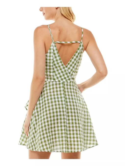 Speechless Juniors Gingham Cotton Faux-W Green White XS - Image 2