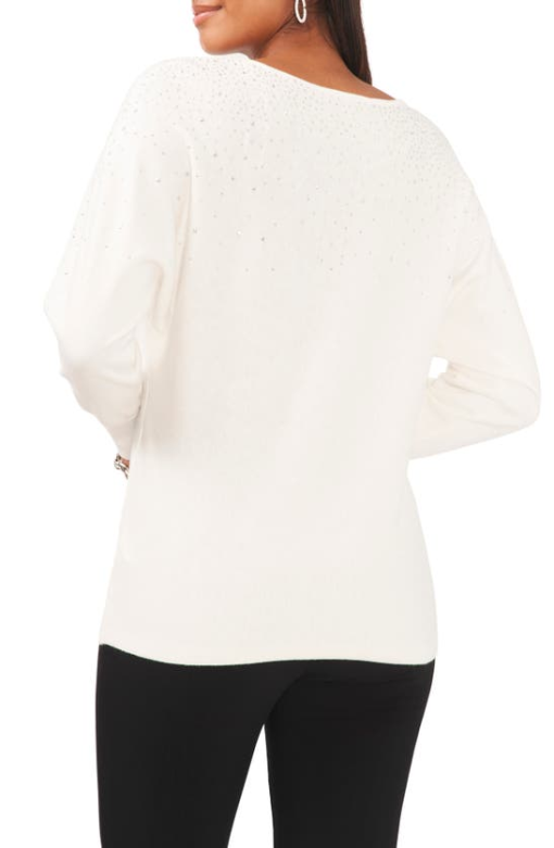 Sam Jess Womens V-Neck Long-Sleeve Swe Antique White XL - Image 2