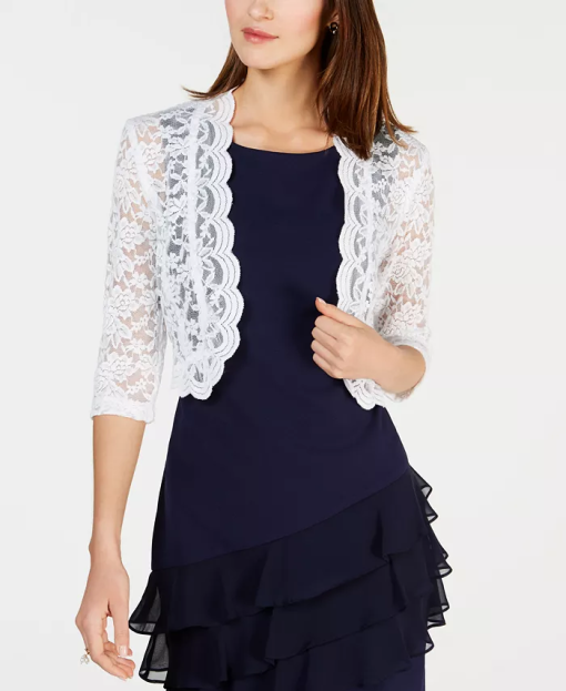 Connected Scalloped Lace Shrug White XL - Image 2