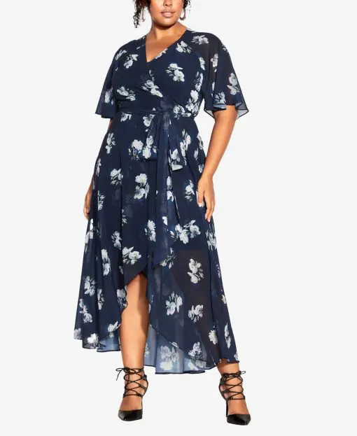 CITY CHIC City Chic Trendy Plus Size Ent Navy Bouquet 24W