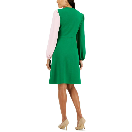 Kasper Womens Colorblocked Surplice Green M - Image 2