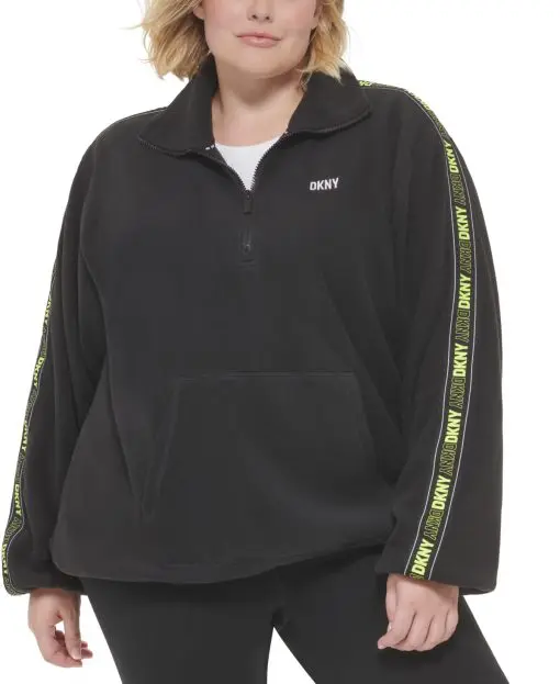 DKNY Plus Size Polar Fleece Logo-Ta Blackzest 1X