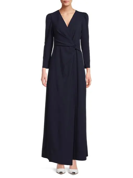 DKNY Womens Long-Sleeve Slit-Front Navy 10