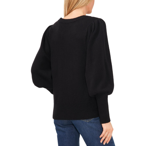 Sam Jess Womens Crewneck Puffed Sleeve Rich Black XL - Image 2