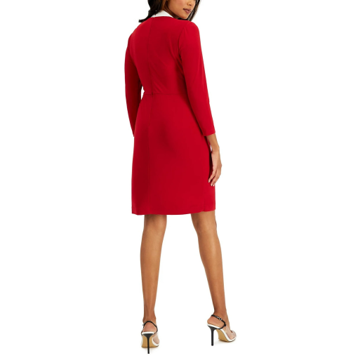 Kasper Colorblocked Faux-Wrap Sheath Crimsoncream M - Image 2