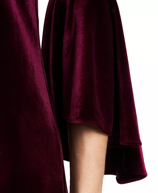 MSK Velvet Bell-Sleeve Shift Dress Wine M - Image 3