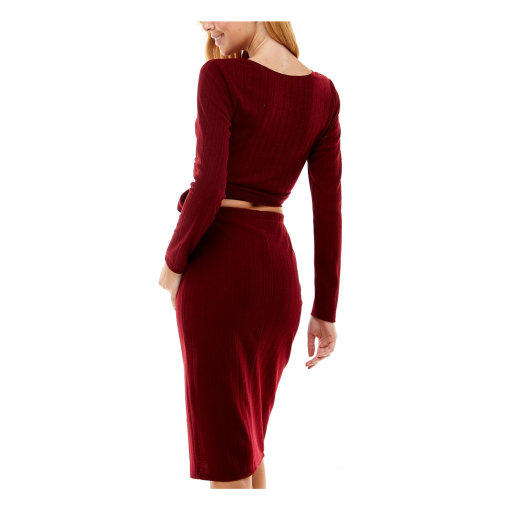 City Studios Juniors Ribbed 2-Pc. Bodycon Wine XL - Image 3