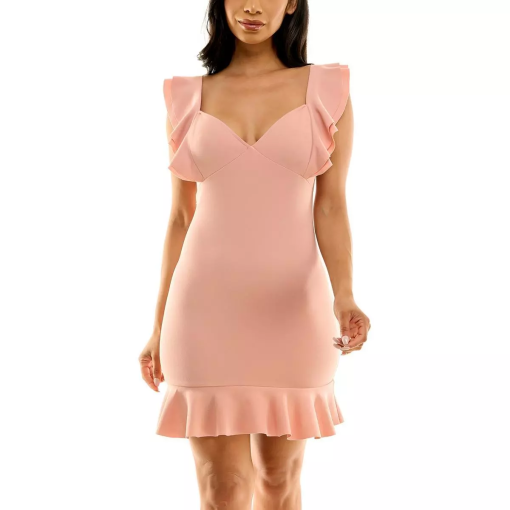 bebe Juniors Sweetheart-Neck Flutt Blush XL - Image 2