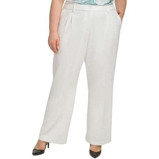 Calvin Klein Plus Size Mid-Rise Wide-Leg Pa White 16W - Image 2