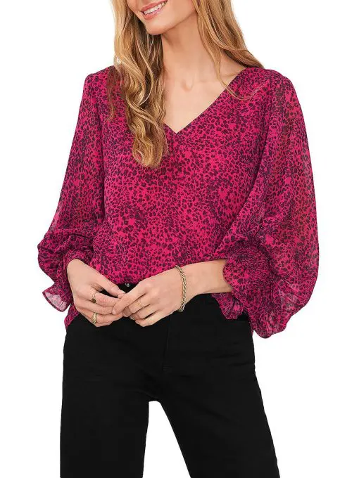 Vince Camuto Women's Chiffon Printed Blouse XS